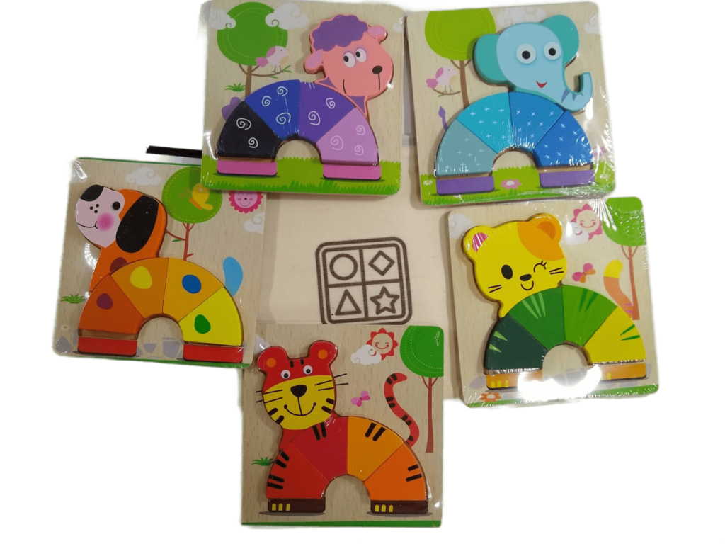 Conjunto de 5 rompecabezas de madera infantil