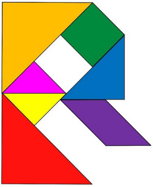 Tangram armado mostrando la letra R del abecedario