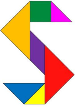 Tangram mostrando la letra S del abecedario