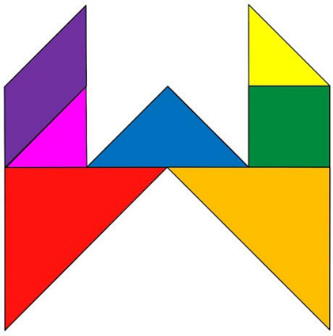 Tangram armado mostrando la letra W del abecedario