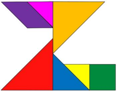 Tangram armado mocstrando la letra Z del abecedario