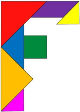 Tangram armado mostrando la letra F del abecedario