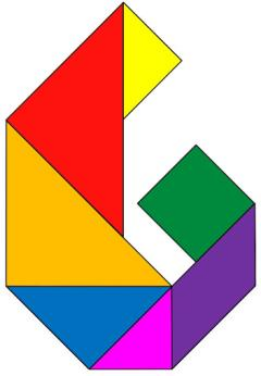 Tangram armado mostrando la legra G del abecedario