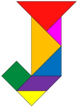 Tangram armado mostrando la letra J del abecedario