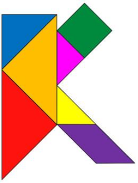 Tangram mostrando la letra K del abecedario