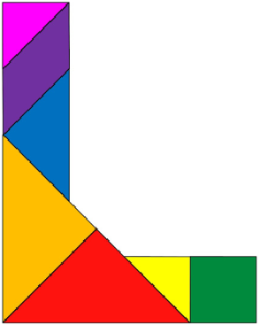 Tangram mostrando la letra L del abecedario