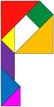 Tangram mostrando la leta P del abecedario