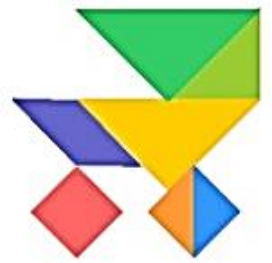 Carrito de bebe con piezas de tangram