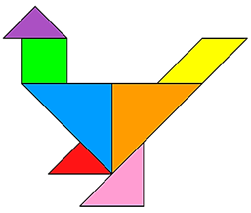Gallina armada con piezas de tangram
