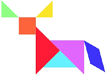 Vaca o toro hecho con fichas de tangram