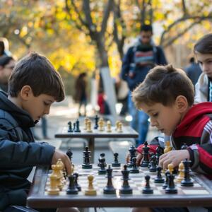niños jugando al aguedrez