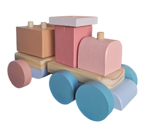 Tren de madera colorido nordico montessori