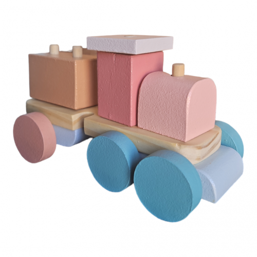 Tren de madera colorido nordico montessori